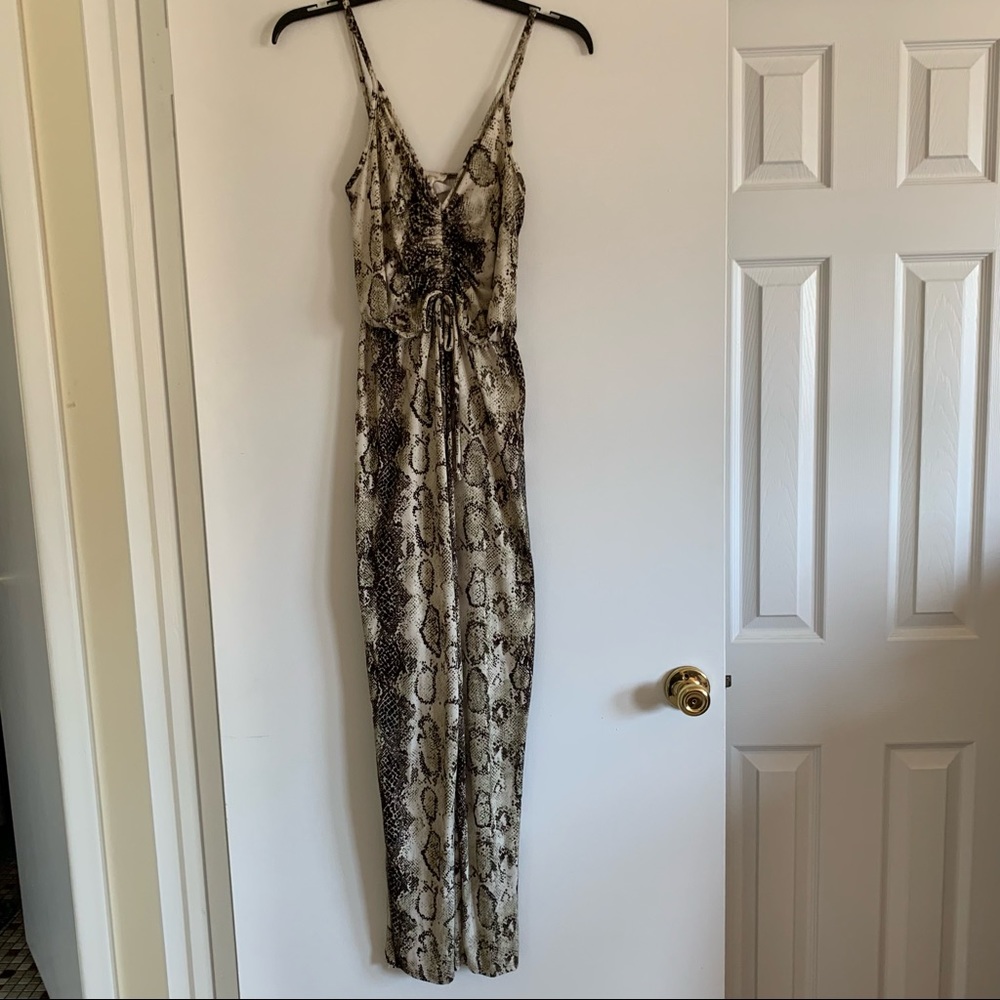 Snake Print Ruched Jumpsuit - Picture 2 of 5